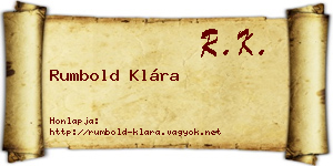 Rumbold Klára névjegykártya